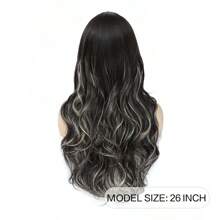 Long Brown Mixed Blonde Wavy Wig For Women,26 Inch Long Middle Part Curly Wavy Wig Synthetic Heat Resistant Fiber Wig Cosplay Costume Halloween Wig