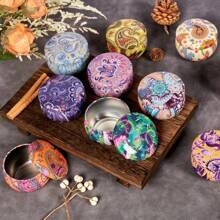 10 Peças Conjunto de Jarros de Vela Redondos Florais Boêmios com Capacidade de 70g para Artesanato de Velas DIY, Armazenamento de Artes e Artesanato, Ótimo para Iniciantes e Hobby, Perfeito para Presentes de Natal, Halloween, Páscoa, Ação de Graças e Dia dos Namorados!