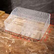 1pc PET Material Transparent Gray Color Luxury Dressing Table Top, Office Desk, Stationery Storage Box, Glacier Pattern,Back To School,School Supplies - Single Piece - View 4