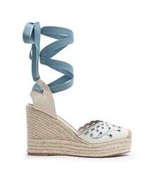 High Wedge Espadrilles With Floral Embroidery - Summer For Women - 藍色 - 查看 2