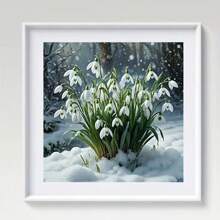 Snowflake Cyclamen Frameless DIY Diamond Art Kit, 5D Mosaic Round Artificial Diamond Painting, DIY Diamond Painting Craft Wall Decor