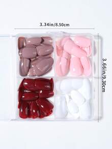 96 Cái/Hộp (4 Màu Hỗn Hợp) Móng tay giả Acrylic ngắn hình bầu dục bóng màu trơn đầu bấm móng tay ngắn hình hạnh nhân vừa vặn hoàn hảo, Bao gồm: 1 Keo dán và 1 Dũa móng tay, Thích hợp cho phụ nữ và trẻ em gái sử dụng hàng ngày và tiệc tùng Đồ dùng làm móng - Nhiều màu - Xem 5