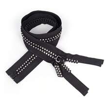 1pc, #10 Double Line Rhinestone Zipper, 23.62 Inch/39.37 Inch, Multi-Color Options (Black, White, Red, Green, Yellow, Pink, Blue, Etc.), Resin Zipper, Suitable For Jackets, Skirts And Pants, Sewing Zipper - 10# Double Row Drill - View 18