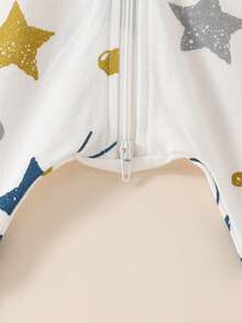 1 件装纯棉透气印花防踢睡袋无袖分腿婴儿睡袋