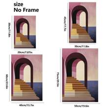 1 Piece,Modern Style Wall Paintings, Seaside Arched Houses And Stairs, Modern Frameless Art Decoration Painting, Printed Posters Mural, Waterproof Canvas,Suitable For Home, Office, Bedroom, Living Room, Study, Bathroom, Bar, Wall Arts And Home Decoration, Is An Ideal Holiday Gift