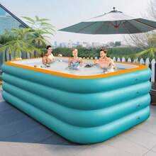 4-Ring Extra Large Inflatable Swimming Pool, Durable PVC Family Backyard Outdoor Pool (Shipping By Sea). Recommended To Have A Clean Ground Surface, And If The Ground Is Uneven, Please Lay A Carpet.