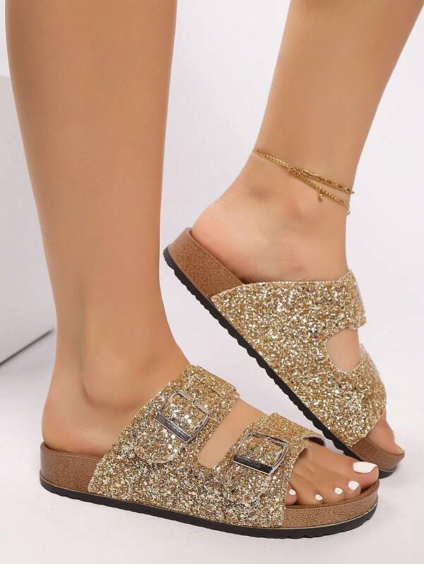 Damen Mode Flache Slide Sandalen, Weiche Sohle Leichtgewichtige Verstellbare Plateausohle Pantoffeln - Geeignet für Innen, Außen und Strandmode im Frühling/Sommer