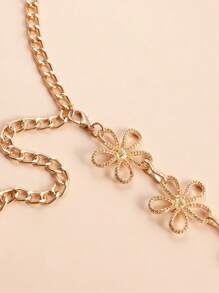 1 pièce Bijou de corps vintage et élégant avec chaîne métallique fleur creuse, cadeau pour femme