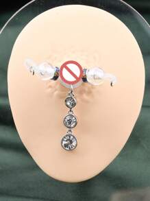 2Pcs Fake Nipple Rings For Women Sparkling Non-Piercing Dangle Nipplerings Nipple Fake Nipple Piercing Jewelry Sexy Women Clothing Accessories