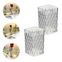 Kit 2 Transparent Toothbrush And Toothpaste Holders Makeup Organizer Glamour Plasútil Office - Trong sáng - Xem 1