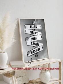 1pc Custom Name Art Poster Sign Wall Arts Family Name Painting Poster Black And White Canvas Poster Bedroom Wall Decor Office Living Room Print Painting Birthday Gift No Frame Gifts Graduation,Home Harmony - White - View 4