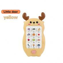 Téléphone de dentition pour bébé de style dessin animé - Jouet à mâcher en silicone souple avec multi-musique, développement sensoriel musical pour les +18 mois, jouet de téléphone intelligent interactif pour bébé