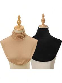 2条装女士保暖抓绒立领围巾，防风舒适，四季皆宜，是搭配连衣裙的理想之选。 - 純色 - 查看 13