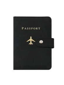 1pc Passport Holder Minimalist Travel Accessory - Convenient Storage Passport Multi-Card PU Passport Holder - Snap Closure Faux Leather Lining Airplane Pattern Holiday Supplies Travel Items Passport Wallet Travel Accessories Business Casual Woman And Man Travel Essentials Travel Must Haves For Travel And Back To School For Gift Giving Family Friends Lovers Mother's Day Gift