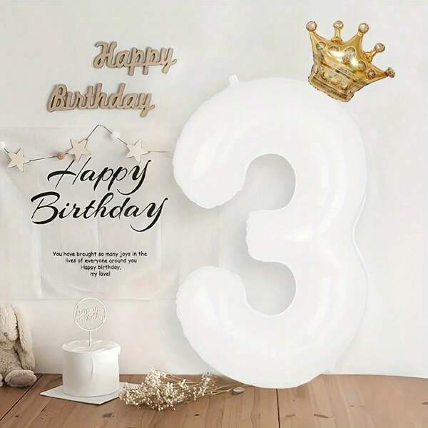 1 set de ballons en feuille d'or avec numéros blancs de 40 pouces et une couronne dorée, convient pour la décoration d'anniversaire et d'anniversaire