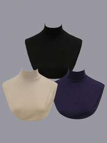 3件套女士立领围脖围巾，防风保暖，四季皆宜 - 彩色 - 查看 8