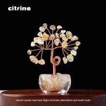 1pc Handcrafted Mini Crystal Flower Tree | Natural Crushed Stone, Glass Encased, Desktop Decor, Home Ornament, Solid Format