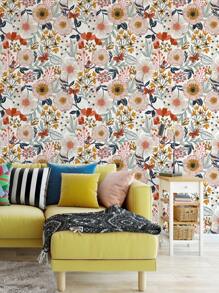 Daisy Flower Wall Mural Self Adhesive Removable Wallpaper Wildflower White/Orange/Yellow Floral With Butterflies Room Peel And Stick Wallpaper Wall Paper Wall Stickers Room Decor Wall Decor Wall Sticker