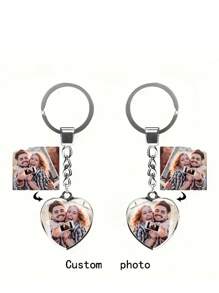 Personalized Customization Photo Double-Sided Heart-Shaped Keychain As A Gift For Girlfriend Baby Souvenir Family Pet Pendant Customized Keychain Couple Love Gift
