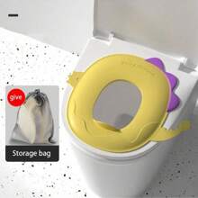 1pc TPE Soft Packaging Children's Portable Folding Travel Toilet Seat With Non-Slip Silicone Pad Potty Training Seat Toilet Ring Foldable Washable Toilet Seat Mat Suitable For Toddlers, Boys And Girls