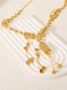 Conjunto de 3 piezas de collar largo y pendientes de joyería con borla y linterna vintage, regalo para boda, fiesta o festival