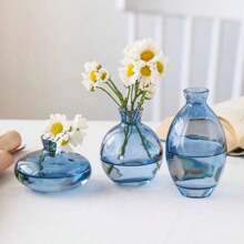 1 set de vases à fleurs en verre transparent, vases décoratifs modernes petits et mini, vases minimalistes esthétiques pour la décoration de la maison, vintage, mignons, faits main, petits centres de table de mariage pour une seule fleur, rose, décoration de la maison, vase à fleurs, centre de table, décoration de table