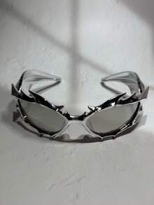 1pc Chinese Dragon Shaped Sacrificial Festival Dragon Horn Auspicious Ornament, Original Designer DELON Liyao Unique Sci-Fi Personalized Decorative Glasses, 3D Printed Geometric Layered Cyberpunk Style Glasses (This Model Has Been Registered With The EU Design Patent) - Cyberpunk Flame Horns - View 7