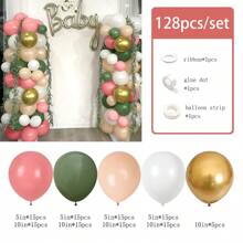 Juego de 128 piezas Arco corona decoración de fiestas Globos, combinado de 5/10 pulgadas, que incluye rosa retro, verde gris, blanco, color nude, dorado metálico, adecuado para cumpleaños, decoraciones de fiestas, ceremonias de graduación, compromisos, decoraciones de boda, fiestas de baby shower, fiestas de revelación de género, decoraciones de despedidas de soltero, decoraciones de fiestas campestres | Globos de látex de alta calidad