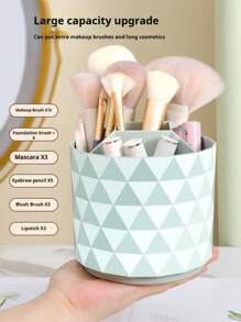 1 pieza Caja de almacenamiento giratoria para pinceles de maquillaje, soporte de escritorio redondo para delineador de cejas, lápiz, lápiz labial y pinceles, organizador de cosméticos, contenedor para pinceles adecuado para mesas de maquillaje, tocadores, escritorios, decoración de habitaciones, escritorios de oficina, organización y almacenamiento de baños