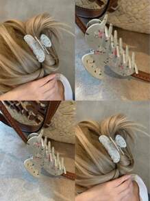 Elegant And Graceful Rhinestone Daisy Hairpin, College Style Fresh Three-Dimensional Flower Hair Claw - Retro Style, Non-Slip Ponytail Clip, Sweet And High-End Jelly Clip, Slouchy Niche Hair Hair Claw, | Suitable For Women And Girls | Party, Date, Gift Giving, Hair Accessories, Claw Clips, Hair Jaw Clip, Hair Clutch Fall Winter Hair Clip For Vacation Outfits Woman