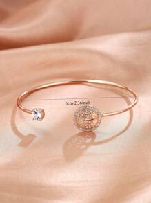 1 pieza Brazalete versátil de color oro rosa con diseño de árbol de la vida, brazalete ajustable para mujeres