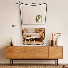 Irregular Wall Mirror Bathroom Mirror Asymmetric Mirror Metal Frame Vertical Horizontal Installation Living Room Bathroom Decoration
