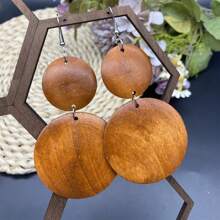 4pcs/2pcs Set Bohemian Vintage Wooden Disc Earrings, Necklace, Bracelet Jewelry Set, Hypoallergenic Holiday Accessories, Fashion Daily Wear Gift For Women