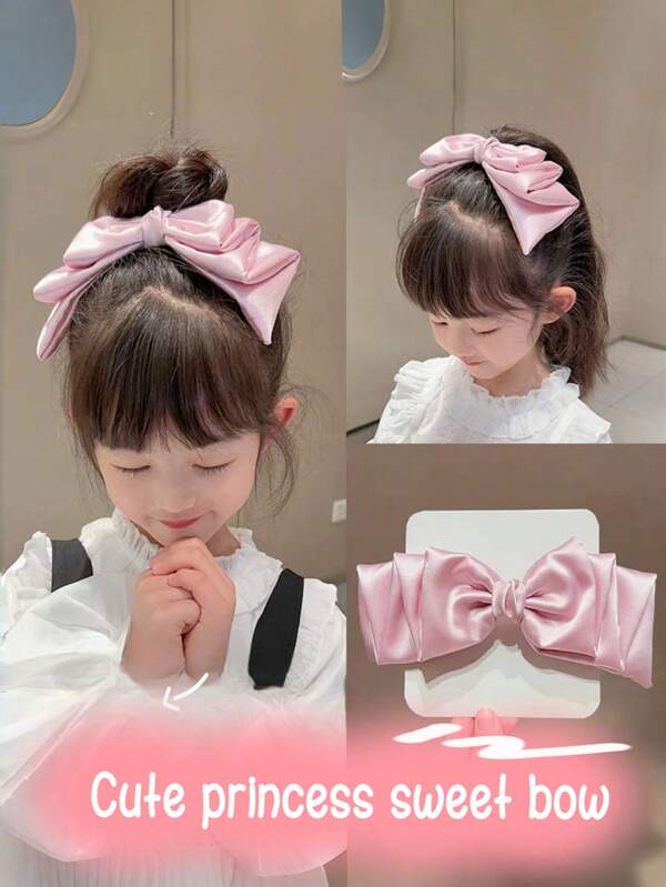 1Pc Hair Bow Princess Style Pink Three-Layer Bow Adorable Hair Barrette Hair Ribbon Head Spring Hairpin Suitable For Daily Life Or Parties