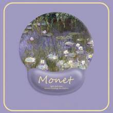 Tapis de souris avec repose-poignet Peinture de Monet, tapis de souris avec motif de fleur de lotus, tapis de clavier en silicone, unisexe
