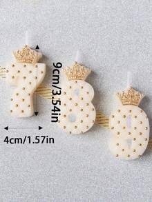 White Crown Diamond Grid Number 0-9 Birthday Cake Candles Decoration - White - View 10