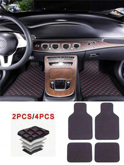 4 件/2 件汽车脚垫套装，通用型，汽车脚垫全套，前排脚垫，第二排脚垫，防水，适用于大多数汽车、SUV、卡车，带防滑垫，适合女性女孩
