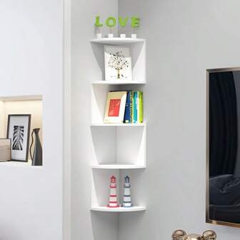5-laags wandgemonteerde hoekplank - zwevend opbergrek voor woonkamer, slaapkamer, keuken, badkamer, kantoor - decoratieve opbergdoos, perfect cadeau voor in de badkamer. Badkamerplanken voor opslag en organisatie.