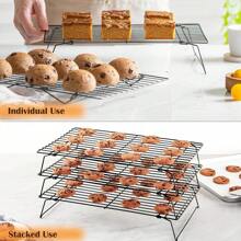 Tier Stackable Cooling Rack For Batch Cooling Cookie, Pizza, Cake- Heavy Duty Cooling Racks For Cooking And Baking, Oven And Dishwasher Friendly Baking Supplies-Black