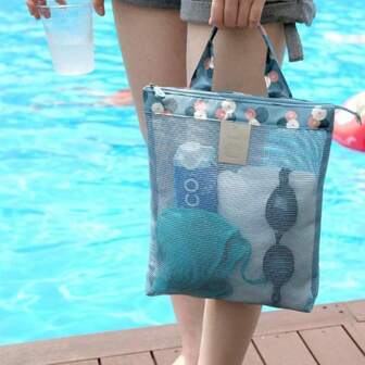 Portable Summer Swimming Beach Bag, Swimsuit Mesh Storage Bag, Mesh Storage Bag, Toiletry Bag, Sports Handbagbeach Bag Waterproof Phone Case Waterproof Bag