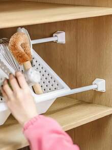 2个自粘式浴帘杆夹，浴帘杆支架（无需钻孔），门帘杆支撑支架，伸缩杆挂钩，浴室配件，浴室工具 - 彩色 - 查看 7