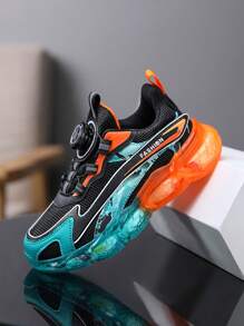 1 Par de Zapatillas Casuales con Malla para Niños y Niñas Pequeños, Zapatos Deportivos de Dos Tonos con Suela de Gelatina Transparente y Diseño Degradado, Ligeros y Giratorios para Usar en Todas las Estaciones