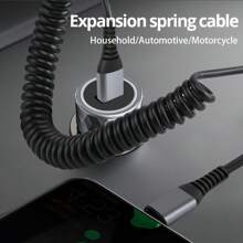 Cable USB a Tipo-C/Lightning de 66W, alta eficiencia y duradero con diseño de resorte, carga rápida compatible con 16 Pro Max/16 Pro/16 Plus/16/15/14/13/12