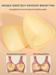 1 对双面自粘胸垫，胸垫粘垫，可重复使用衬垫，胸罩比基尼隐形加厚胸垫防水游泳 - 杏色 - 查看 14