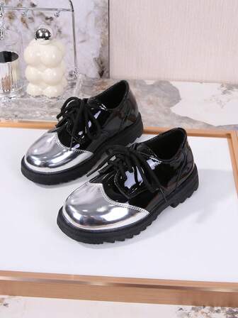 Pantofi de rochie din piele neagră cu fundul moale pentru băieți, pantofi de școală în stil britanic pentru copii mici și mari