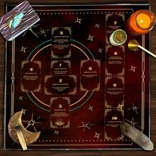 1pc Celtic Cross Pentagram Tarot Cloth, Altar Cloth, Pagan Clock Mat Divination Card Mat, Home Decor Tarot Tablecloth