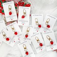 1/5/10pcs Cute Fruit Design Pocket Hug Card Gift Set, Apple/Strawberry/Cherry Shaped Keychain Charm, Backpack Decor, Wedding Party Favors, Encouragement Tokens, Home Decorations, Gifts For Family, Friends, Wedding Guests, Special Birthday, Wedding, Valentine's Day, Graduation, Back To School