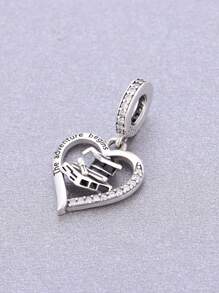 1pc Minimalist 925 Sterling Silver Cubic Zirconia Heart Graduation Cap Pendant, Unisex DIY Jewelry, Suitable For Graduation Party And Gift