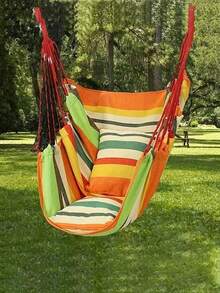 1pc Deluxe Outdoor Canvas Hammock Chair - Heavy Duty, Weather-Resistant Fabric Swing For Adults, Indoor & Outdoor Leisure, Home, Garden, Camping, Relaxation And Autumn Rocking