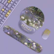 Tapis de souris avec repose-poignet Peinture de Monet, tapis de souris avec motif de fleur de lotus, tapis de clavier en silicone, unisexe
